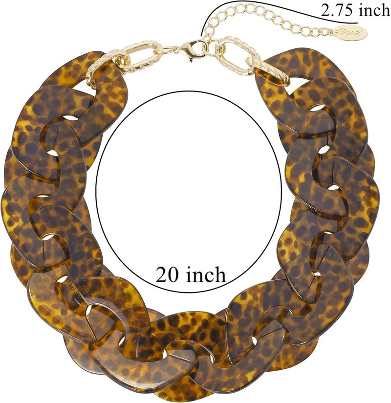 Bocar Statement Chunky Acrylic Cuban Choker Necklace Fashion Bib Collar Chain Necklace for Women(NK-10666) - Image 5